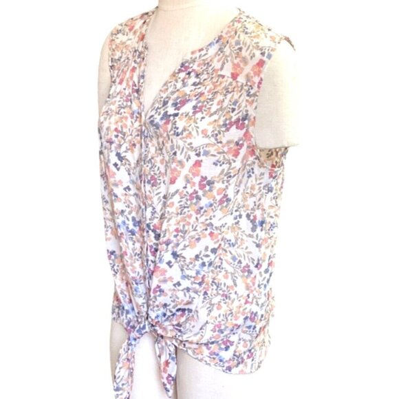 Zac & Rachel Floral Button-up Sleeveless Tie-Waist Top XL 151D - Picture 3 of 7